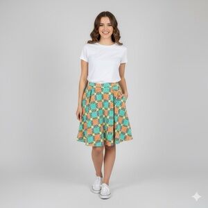 LuLaRoe Madison Vibrant Circle Colorful Midi Skirt- Size Medium